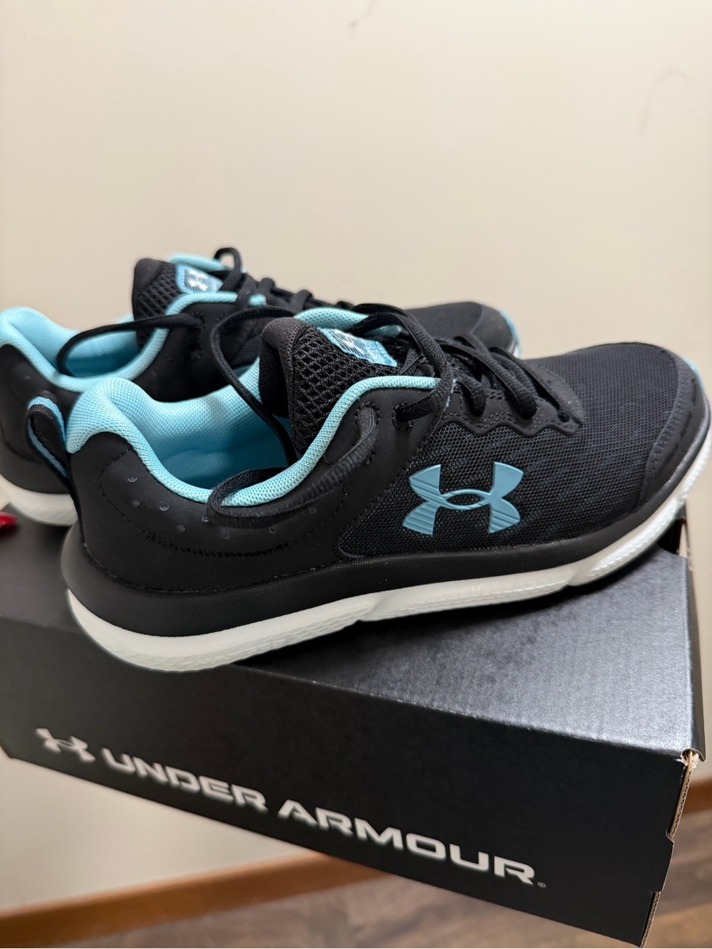 Under Armour Women's Black and Light Blue Athletic Shoes